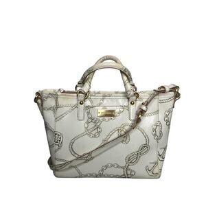 Brahmin Mini Arno White and Gold Toned Nautical Handbag Purse